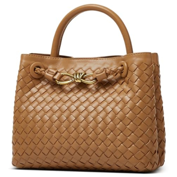 URAWOW Woven Bags for Women Bowknot Small Tote Shoulder Hobo Crossbody Bags PU Leather Handwoven Wov...