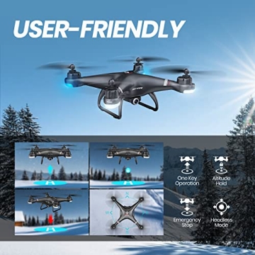 Holy Stone GPS Drone with 1080P HD Camera FPV Live Video for Adults and Kids, Quadcopter HS110G Upgraded Version, 2 Batteries, Altitude Hold, Follow Me and Auto Return, Easy to Use for Beginner