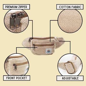 Fanny Pack for Women Men Crossbody Boho Waist Pack Lightweight Colorful Canvas Fanny Pack Hippie Fes...