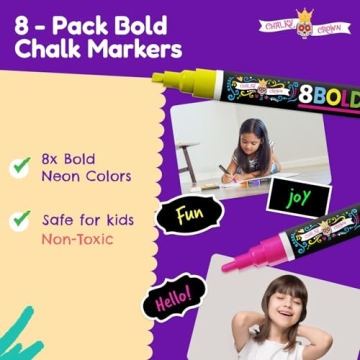 Vibrant Neon Dry Erase Chalk Markers 8 Pack