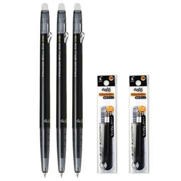 Pilot FriXion Ball Slim 038 Retractable Erasable Gel Ink Pen, Extra Fine Point 0.38mm, Black Ink, 3 ...