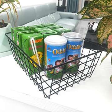 4 Pack perfrom Iron Storage Basket Organizer,Small Wire Baskets,Metal Basket,Metal Hanging Storage Bin For Home Office Kitchen Bathroom.