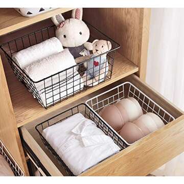4 Pack perfrom Iron Storage Basket Organizer,Small Wire Baskets,Metal Basket,Metal Hanging Storage Bin For Home Office Kitchen Bathroom.