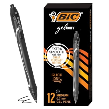 BIC Gelocity Quick Dry 12-Count Gel Pens with Grip
