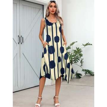 HOTOUCH A Line Dresses for Women 2025 Summer Casual Floral Dresses Sleeveless Midi Dress Swing Tank ...