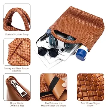 BOSTANTEN Stylish Vegan Leather Summer Tote Bag for Women