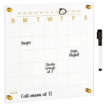 Elegant mDesign Acrylic Wall Calendar with Dry Erase Marker - Modern Floating Planner