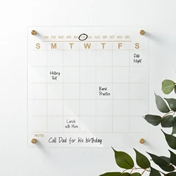 Modern Acrylic Wall Calendar with Dry Erase Marker - Floating Design