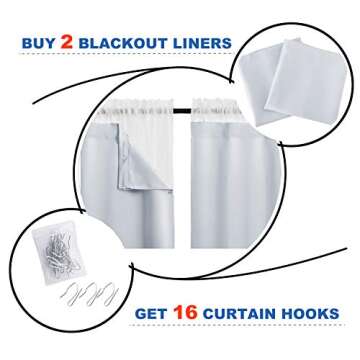 NICETOWN White Blackout Curtain Liners for Window - Noise Reducing Light Blocking Liner for 84 inch ...