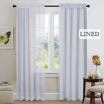 NICETOWN White Blackout Curtain Liners for Window - Noise Reducing Light Blocking Liner for 84 inch Curtains (Set of 2, Each is 27" x 80", Hooks Included, Greyish White)