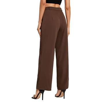 SweatyRocks Women's Stylish High Waisted Bootcut Trousers in Brown M
