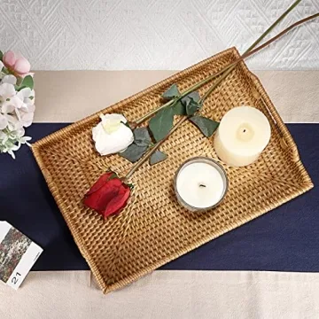 Hipiwe Hand-Woven Rattan Decorative Tray for Home