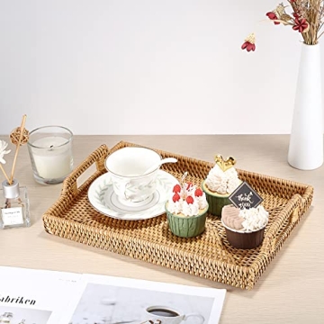 Hipiwe Hand-Woven Rattan Decorative Tray for Home