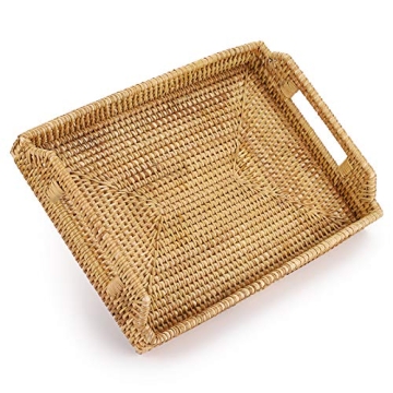 Hipiwe Hand-Woven Rattan Decorative Tray for Home