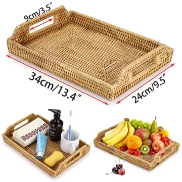 Hipiwe Hand-Woven Rattan Decorative Tray for Home