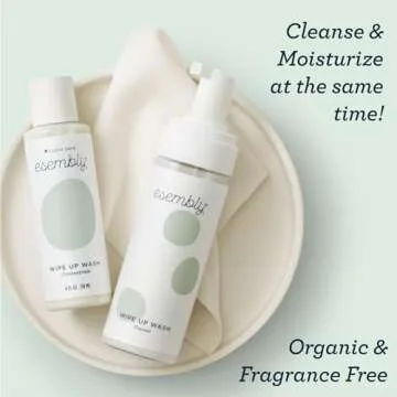 Esembly Wipe Up Wash Kit, Organic No-Rinse Foaming Wipes Solution, Use with Cloth Wipes on Baby’s Diaper Area, or as a Body Wash, Includes Refillable Foamer Bottle and 4oz Concentrate