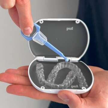 PUL 2 in 1 Chew tool & Clear Aligner Removal Tool Combo by The Pultool | Compatible with Invisalign Removable Braces & Trays, Aligners, Retainers, & Dentures | Hygienic, Durable, Compact
