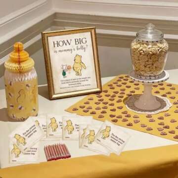 Unbala Classic Winnie Party Game Pooh Baby Shower Games for 40 Guests How Big is Mommy's Belly? Game Cards Adorable Birthday Decorations Supplies