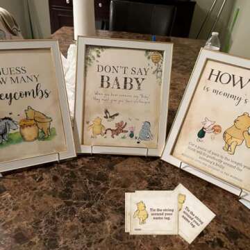 Unbala Classic Winnie Party Game Pooh Baby Shower Games for 40 Guests How Big is Mommy's Belly? Game Cards Adorable Birthday Decorations Supplies