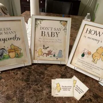 Unbala Classic Winnie Party Game Pooh Baby Shower Games for 40 Guests How Big is Mommy's Belly? Game Cards Adorable Birthday Decorations Supplies