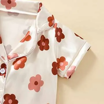 Qiylii Toddler Floral Silk Pajama Set in Pink - 2PC