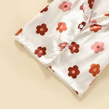 Qiylii Toddler Floral Silk Pajama Set in Pink - 2PC