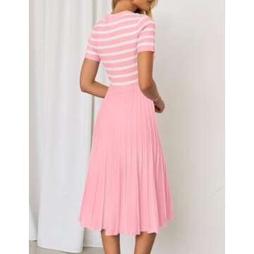 ZESICA Striped Midi Dress for Women - Casual & Cozy