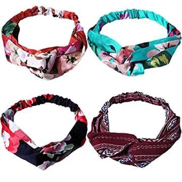 Amandir 8 Pack Headbands for Women Boho Cute Twist Headband Criss Cross Head Wraps Hair Band Bows Accessories