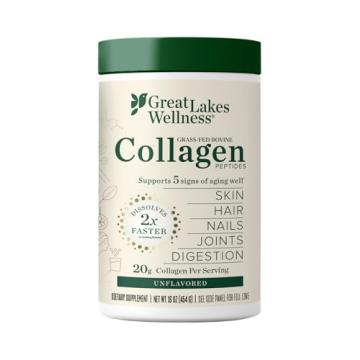 Great Lakes Wellness Collagen Peptides Powder for Skin, Hair, Nails, Joints & Digestion - Unflavored - Quick Dissolve Hydrolyzed, Non-GMO, Keto, Kosher - 16oz - Packaging May Vary