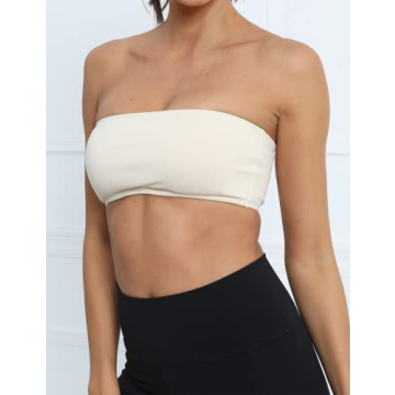 MISSACTIVER Wireless Bandeau Crop Top for Yoga Fitness