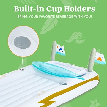 Luxury Inflatable Yacht Boat Pool Raft with Cooler for Summer Fun