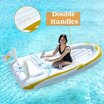 Luxury Inflatable Yacht Boat Pool Raft with Cooler for Summer Fun