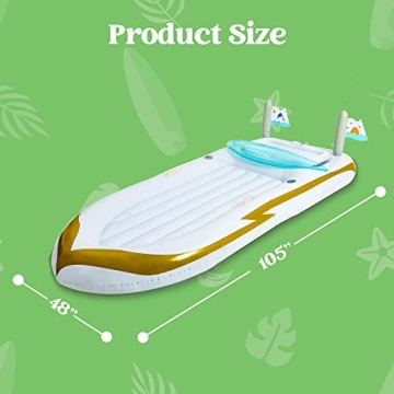 Luxury Inflatable Yacht Boat Pool Raft with Cooler for Summer Fun