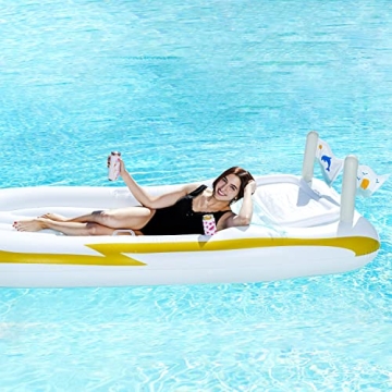 Luxury Inflatable Yacht Boat Pool Raft with Cooler for Summer Fun