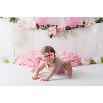mligril Baby Girl Floral Headbands- 3pcs Nylon Headband Handmade Flower Crown Elastic Hairband Newbo...