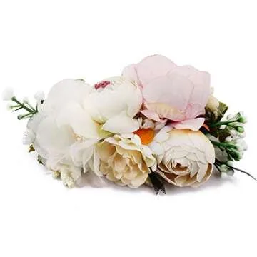 mligril Baby Girl Floral Headbands- 3pcs Nylon Headband Handmade Flower Crown Elastic Hairband Newborn Toddler Hair Accessories Gifts for Girls （1-6 years old）