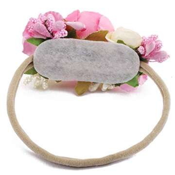 mligril Baby Girl Floral Headbands- 3pcs Nylon Headband Handmade Flower Crown Elastic Hairband Newborn Toddler Hair Accessories Gifts for Girls （1-6 years old）