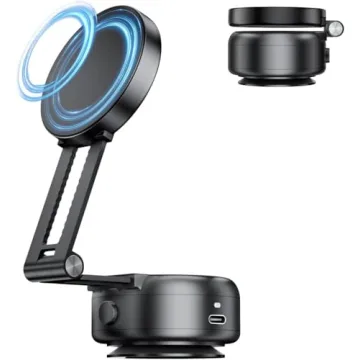 Vacuum Suction Magnetic Car Phone Holder, Adjustable Electric Magnetic Phone Holder Mount for Car, F...