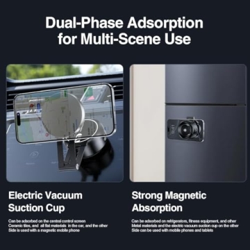Vacuum Suction Magnetic Car Phone Holder, Adjustable Electric Magnetic Phone Holder Mount for Car, Foldable Strong Suction Car Holder Mount for iPhone16/15/14/13/12,Shower/Car/Mirror(Not Charge Phone)