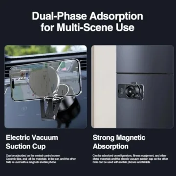 Vacuum Suction Magnetic Car Phone Holder, Adjustable Electric Magnetic Phone Holder Mount for Car, Foldable Strong Suction Car Holder Mount for iPhone16/15/14/13/12,Shower/Car/Mirror(Not Charge Phone)