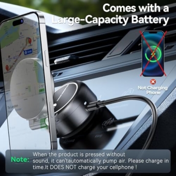 Vacuum Suction Magnetic Car Phone Holder, Adjustable Electric Magnetic Phone Holder Mount for Car, Foldable Strong Suction Car Holder Mount for iPhone16/15/14/13/12,Shower/Car/Mirror(Not Charge Phone)