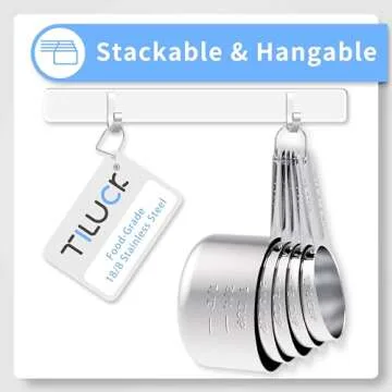 TILUCK Stainless Steel Measuring Cups Set,Kitchen Gadgets for Cooking & Baking,Set of 5