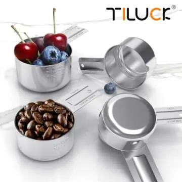 TILUCK Stainless Steel Measuring Cups Set,Kitchen Gadgets for Cooking & Baking,Set of 5