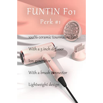 FUNTIN Hair Dryer with Diffuser and Brush for Women
