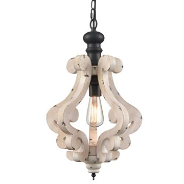 CLAXY Distressed Wood Pendant Light for Home Decor