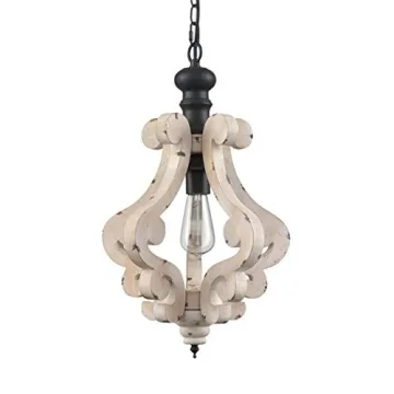 CLAXY Distressed Wood Pendant Light for Home Decor