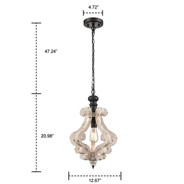 CLAXY Distressed Wood Pendant Light for Home Decor