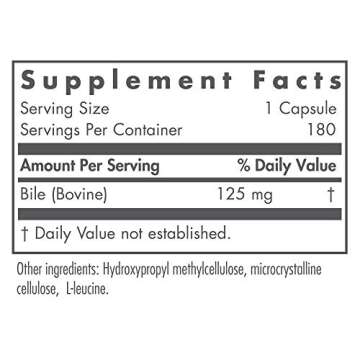 Nutricology Ox Bile 125 mg - Ox Bile Supplements for No Gallbladder, Digestive Enzymes for Liver, Fa...