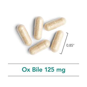 Nutricology Ox Bile 125 mg - Ox Bile Supplements for No Gallbladder, Digestive Enzymes for Liver, Fat Digestion Support, Hypoallergenic Gallblader Supplements - 180 Count