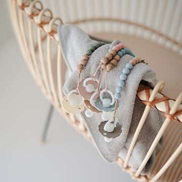 mushie 100% Silicone Baby Pacifier Clip BPA Free | Eva (Stone)